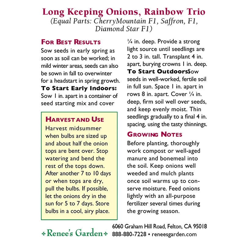 Renee's Garden Onion Long Keeping Rainbow Trio 2 Renee's Garden Onion Long Keeping Rainbow Trio - Billede 2